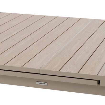 Mesa de jardim extensível ÉVASION Efeito madeira Linho / Argila 14 lugares - Alumínio tratado com epóxi, Ripas de alumínio com efeito madeira