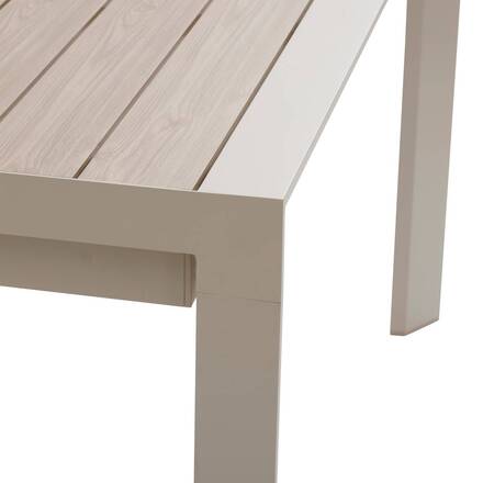 Mesa de jardim extensível ÉVASION Efeito madeira Linho / Argila 14 lugares - Alumínio tratado com epóxi, Ripas de alumínio com efeito madeira