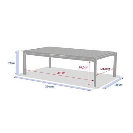 Mesa de jardim extensível ÉVASION Efeito madeira Linho / Argila 14 lugares - Alumínio tratado com epóxi, Ripas de alumínio com efeito madeira