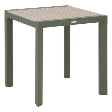 Mesa de jardim ÉVASION Efeito madeira Linho / Verde louro 2 lugares - Alumínio tratado com epóxi, Ripas de alumínio com efeito madeira