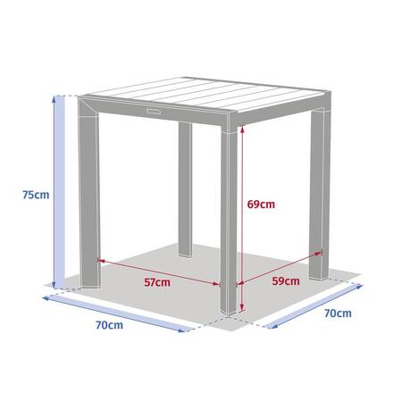 Mesa de jardim ÉVASION Efeito madeira Linho / Verde louro 2 lugares - Alumínio tratado com epóxi, Ripas de alumínio com efeito madeira