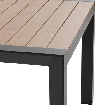 Mesa de jardim ÉVASION efeito madeira Honey / Graphite 8 lugares - Alumínio tratado com epóxi, Ripas de alumínio efeito madeira