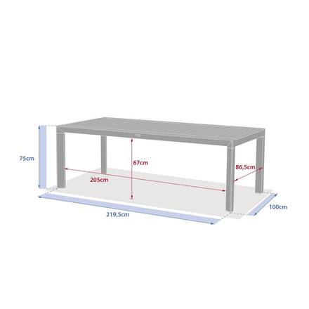 Mesa de jardim ÉVASION efeito madeira Honey / Graphite 8 lugares - Alumínio tratado com epóxi, Ripas de alumínio efeito madeira