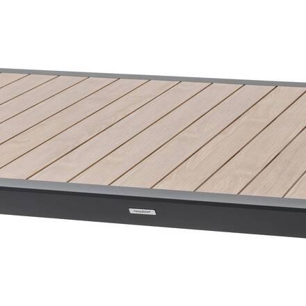 Mesa de jardim ÉVASION efeito madeira Honey / Graphite 12 lugares - Alumínio tratado com epóxi, Ripas de alumínio efeito madeira