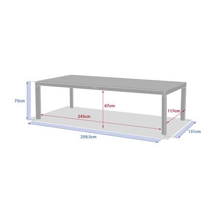 Mesa de jardim ÉVASION efeito madeira Honey / Graphite 12 lugares - Alumínio tratado com epóxi, Ripas de alumínio efeito madeira