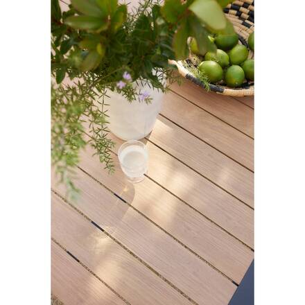 Mesa de jardim ÉVASION efeito madeira Honey / Graphite 12 lugares - Alumínio tratado com epóxi, Ripas de alumínio efeito madeira