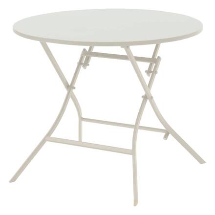 Mesa de jardim redonda dobrável GREENSBORO Argila 4 lugares - Aço tratado com epóxi, Tratamento antiferrugem reforçado