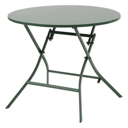 Mesa de jardim redonda dobrável GREENSBORO Verde oliva 4 lugares - Aço tratado com epóxi, Tratamento antiferrugem reforçado