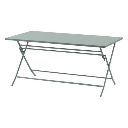 Mesa de jardim retangular dobrável GREENSBORO verde oliva 6 lugares - Aço com tratamento epóxi, Tratamento antiferrugem reforçado
