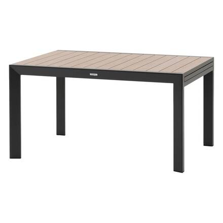 Mesa de jardim extensível deslizante ÉVASION Efeito madeira Honey / Graphite 10 lugares - Alumínio tratado com epóxi, Ripas de alumínio efeito madeira
