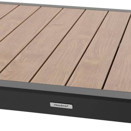 Mesa de jardim extensível deslizante ÉVASION Efeito madeira Honey / Graphite 10 lugares - Alumínio tratado com epóxi, Ripas de alumínio efeito madeira
