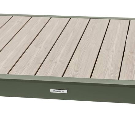 Mesa de jardim extensível deslizante ÉVASION efeito madeira Linho / Verde louro 10 lugares - Alumínio tratado com epóxi, Ripas de alumínio efeito madeira