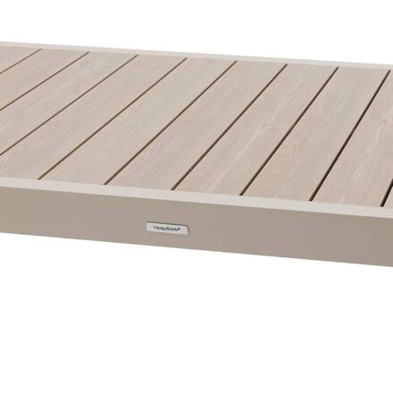 Mesa de jardim extensível deslizante ÉVASION Efeito madeira Linho / Argila 10 lugares - Alumínio tratado com epóxi, Ripas de alumínio efeito madeira