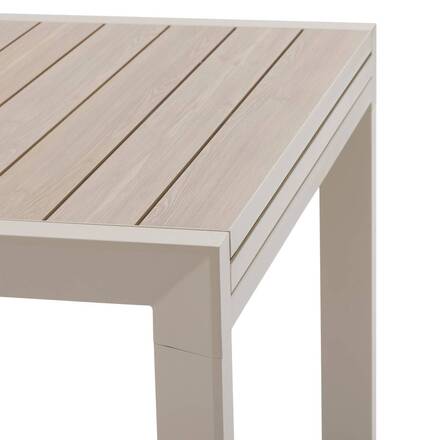 Mesa de jardim extensível deslizante ÉVASION Efeito madeira Linho / Argila 10 lugares - Alumínio tratado com epóxi, Ripas de alumínio efeito madeira