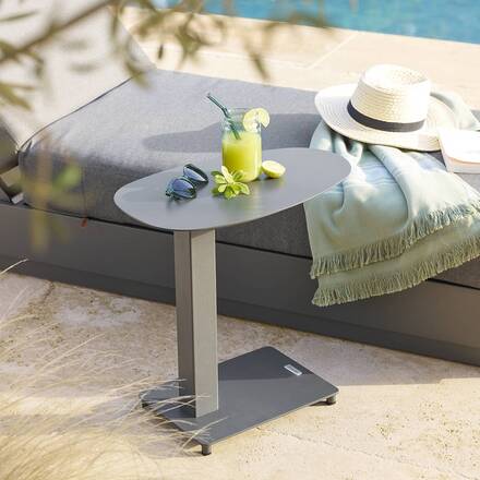 Mesa auxiliar de jardim oval VENUZIA Grafite 50 x 30 x 50 cm - Alumínio com revestimento epóxi