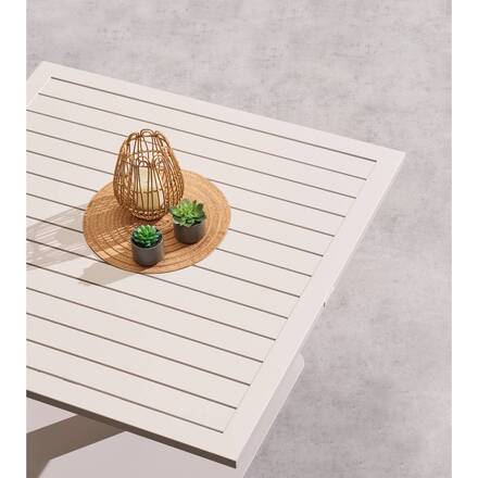 Mesa de jardim elevável quadrada SALIMIA Aveia 110 x 110 x 69 cm - Alumínio tratado com epóxi