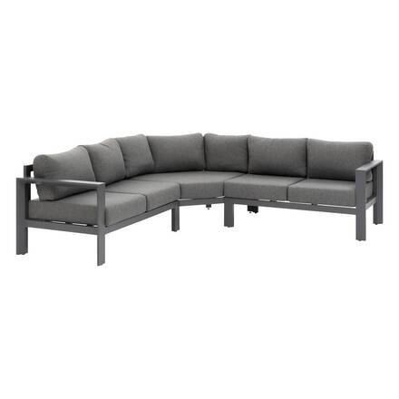Conjunto de jardim com sofá de canto ÉVASION Grafite / Mel 5 lugares - Alumínio tratado com epóxi, Olefina