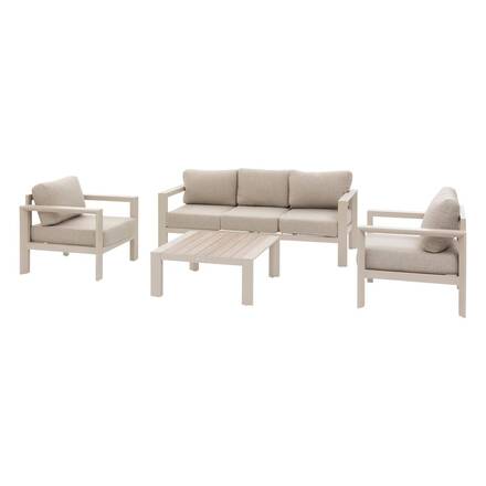 Conjunto de jardim ÉVASION Argila / Linho 5 lugares - Alumínio tratado com epóxi, Olefina