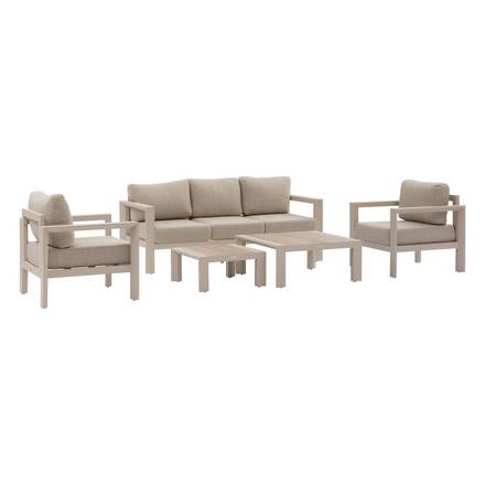 Conjunto de jardim ÉVASION Argila / Linho 5 lugares - Alumínio tratado com epóxi, Olefina