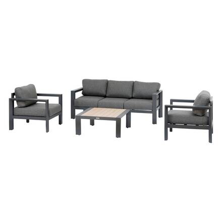 Conjunto de jardim ÉVASION Grafite / Mel 5 lugares - Alumínio tratado com epóxi, Olefina