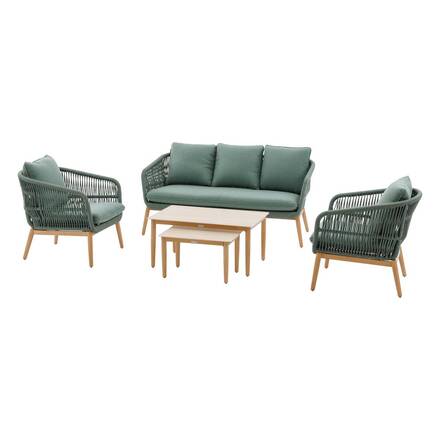 Conjunto de jardim ORISSA Verde oliva 5 lugares - Aço com tratamento epóxi, Poliéster