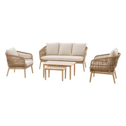 Conjunto de jardim ORISSA Taupe 5 lugares - Aço com tratamento epóxi, Poliéster