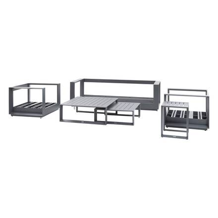 Conjunto de jardim giratório ALLURE Grafite 5 lugares - Alumínio tratado com epóxi, Poliéster