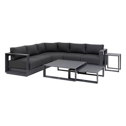 Conjunto de jardim com sofá de canto ALLURE Grafite 5 lugares - Alumínio tratado com epóxi, Poliéster