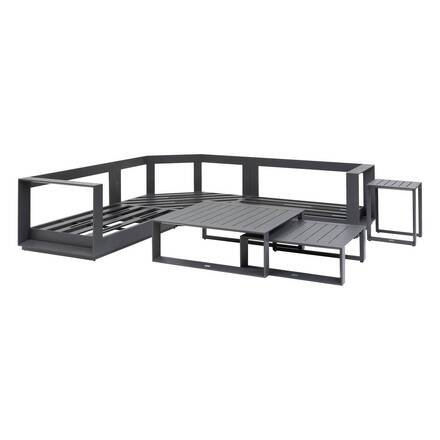 Conjunto de jardim com sofá de canto ALLURE Grafite 5 lugares - Alumínio tratado com epóxi, Poliéster