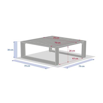 Mesa de centro de jardim quadrada ALLURE Grafite 79 x 79 x 30 cm - Alumínio tratado com epóxi