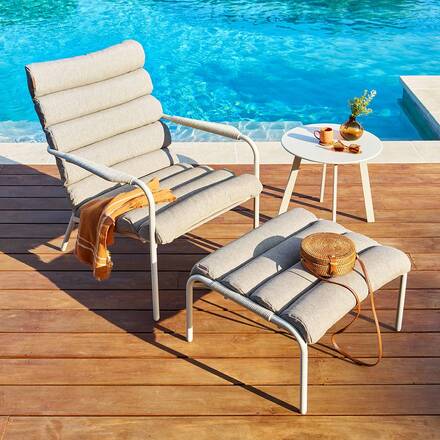Poltrona relax de jardim SOLANI Argila Aço tratado com epóxi, Tratamento antiferrugem reforçado, Texaline