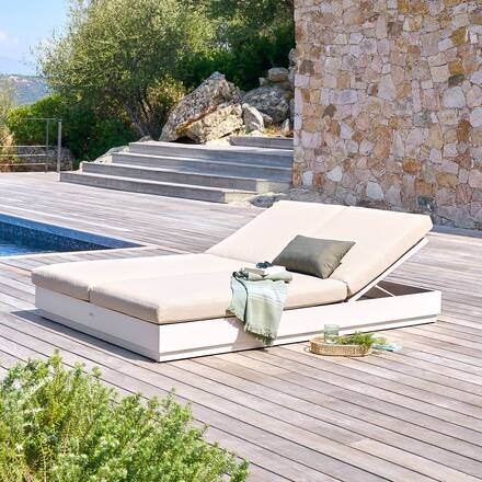 Cama de piscina ALLURE Bege / Aveia Alumínio tratado com epóxi, Poliéster