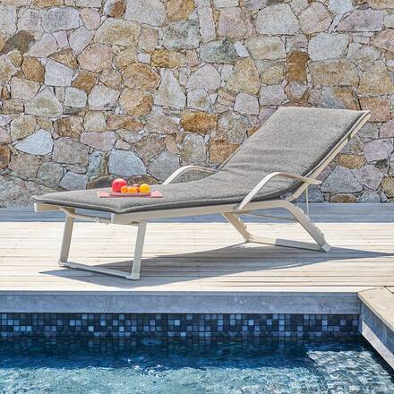 Almofada para espreguiçadeira SOLFIA Cinza Ardósia 190 x 60 cm - Poliéster