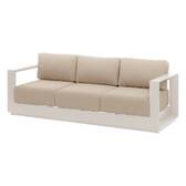 Sofá de jardim ALLURE Aveia / Bege Zebrano 3 lugares - Alumínio com tratamento epóxi, Poliéster Bege Zebrano / Aveia