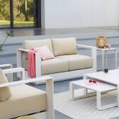 Sofá de jardim ALLURE Aveia / Bege Zebrano 2 lugares - Alumínio tratado com epóxi, Poliéster Bege Zebrano / Aveia