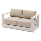 Sofá de jardim ALLURE Aveia / Bege Zebrano 2 lugares - Alumínio tratado com epóxi, Poliéster Bege Zebrano / Aveia
