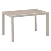 Mesa de jardim ÉVASION Efeito madeira Linho / Argila 4 lugares - Alumínio tratado com epóxi, Ripas de alumínio efeito madeira Efeito madeira Linho / Argila