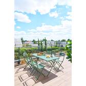 Mesa de jardim retangular dobrável GREENSBORO verde oliva 6 lugares - Aço com tratamento epóxi, Tratamento antiferrugem reforçado Verde-oliva