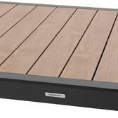 Mesa de jardim extensível deslizante ÉVASION Efeito madeira Honey / Graphite 10 lugares - Alumínio tratado com epóxi, Ripas de alumínio efeito madeira Efeito madeira Honey / Grafite