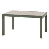 Mesa de jardim extensível deslizante ÉVASION efeito madeira Linho / Verde louro 10 lugares - Alumínio tratado com epóxi, Ripas de alumínio efeito madeira Efeito madeira Linho / Verde louro