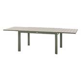 Mesa de jardim extensível deslizante ÉVASION efeito madeira Linho / Verde louro 10 lugares - Alumínio tratado com epóxi, Ripas de alumínio efeito madeira Efeito madeira Linho / Verde louro
