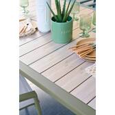 Mesa de jardim extensível deslizante ÉVASION efeito madeira Linho / Verde louro 10 lugares - Alumínio tratado com epóxi, Ripas de alumínio efeito madeira Efeito madeira Linho / Verde louro