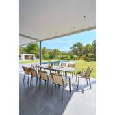 Mesa de jardim extensível deslizante ÉVASION efeito madeira Linho / Verde louro 10 lugares - Alumínio tratado com epóxi, Ripas de alumínio efeito madeira Efeito madeira Linho / Verde louro