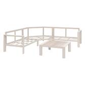 Conjunto de jardim com sofá de canto ÉVASION Argila / Linho 5 lugares - Alumínio tratado com epóxi, Olefina Argila / Linho