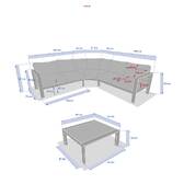 Conjunto de jardim com sofá de canto ÉVASION Argila / Linho 5 lugares - Alumínio tratado com epóxi, Olefina Argila / Linho