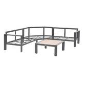 Conjunto de jardim com sofá de canto ÉVASION Grafite / Mel 5 lugares - Alumínio tratado com epóxi, Olefina Grafite / Mel