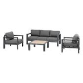 Conjunto de jardim ÉVASION Grafite / Mel 5 lugares - Alumínio tratado com epóxi, Olefina Grafite / Mel
