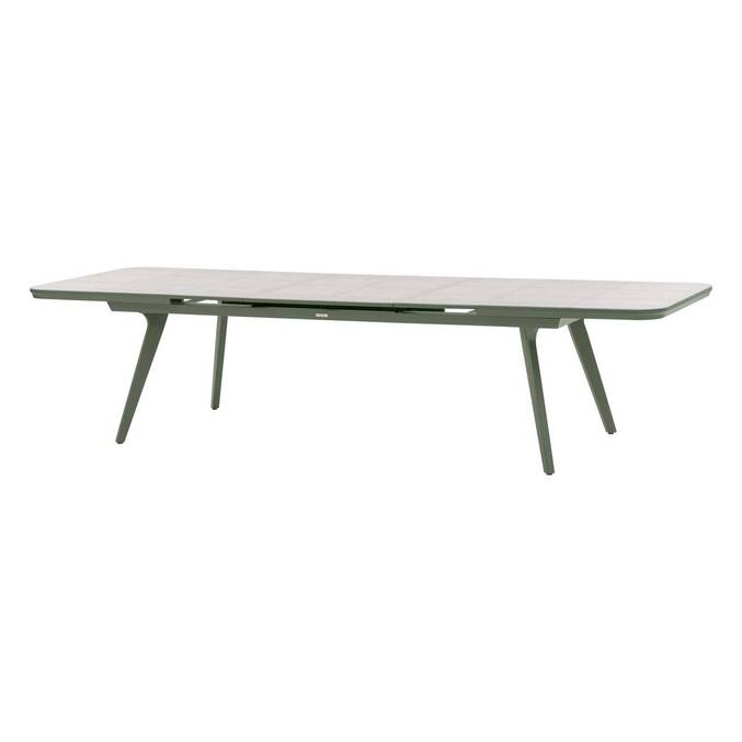 Mesa de jardim extensível PULPY Verde louro / Cinza Granito 12 lugares - Alumínio tratado com epóxi, Vidro com revestimento cerâmico Verde louro / Cinza granito