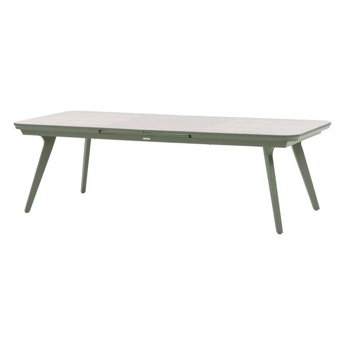Mesa de jardim extensível PULPY Verde louro / Cinza Granito 12 lugares - Alumínio tratado com epóxi, Vidro com revestimento cerâmico Verde louro / Cinza granito