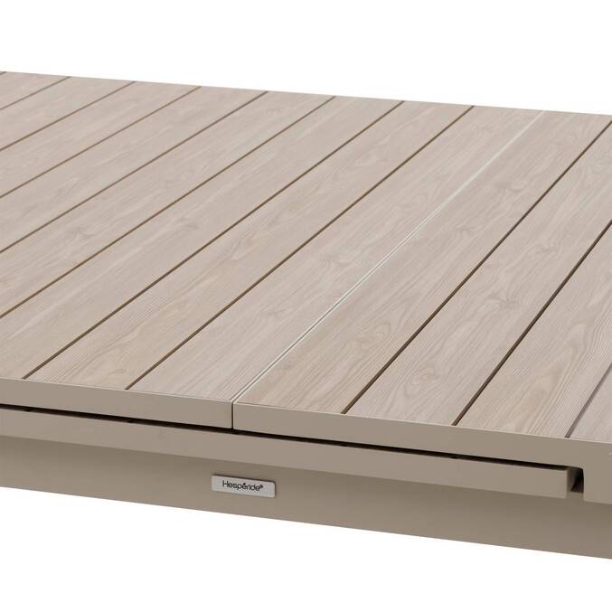 Mesa de jardim extensível ÉVASION Efeito madeira Linho / Argila 14 lugares - Alumínio tratado com epóxi, Ripas de alumínio com efeito madeira Efeito madeira Linho / Argila
